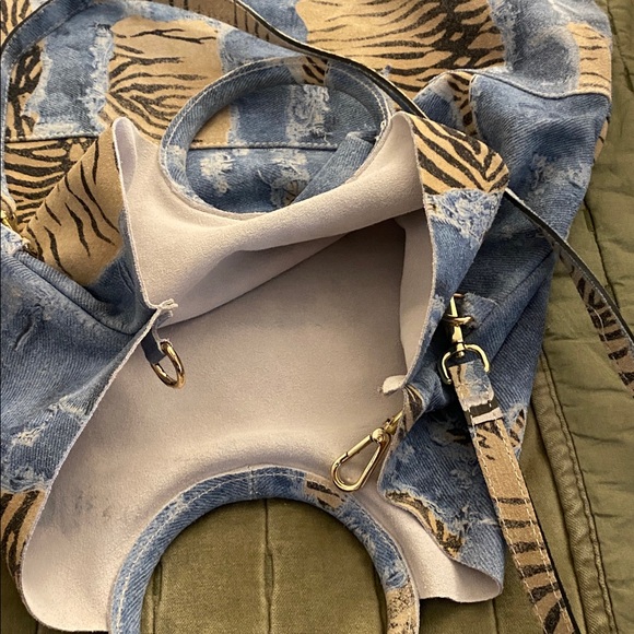 Stylish Blue and Tan Women's Bag - Picture 3 of 4